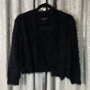 *final* Soft Black Fuzzy Crop Bolero Shrug